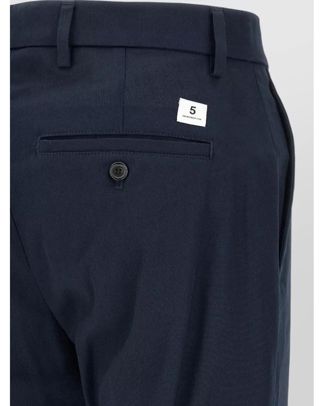 Department 5 Blue Cotton Regular-Fit Straight-Leg Tailored Trousers for men