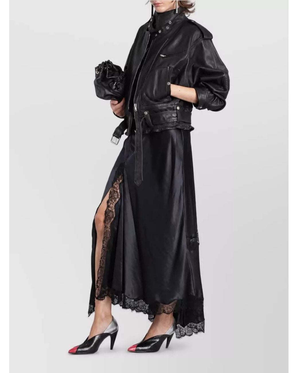 Isabel Marant Blue Silk Lace Trim Asymmetric Midi Skirt