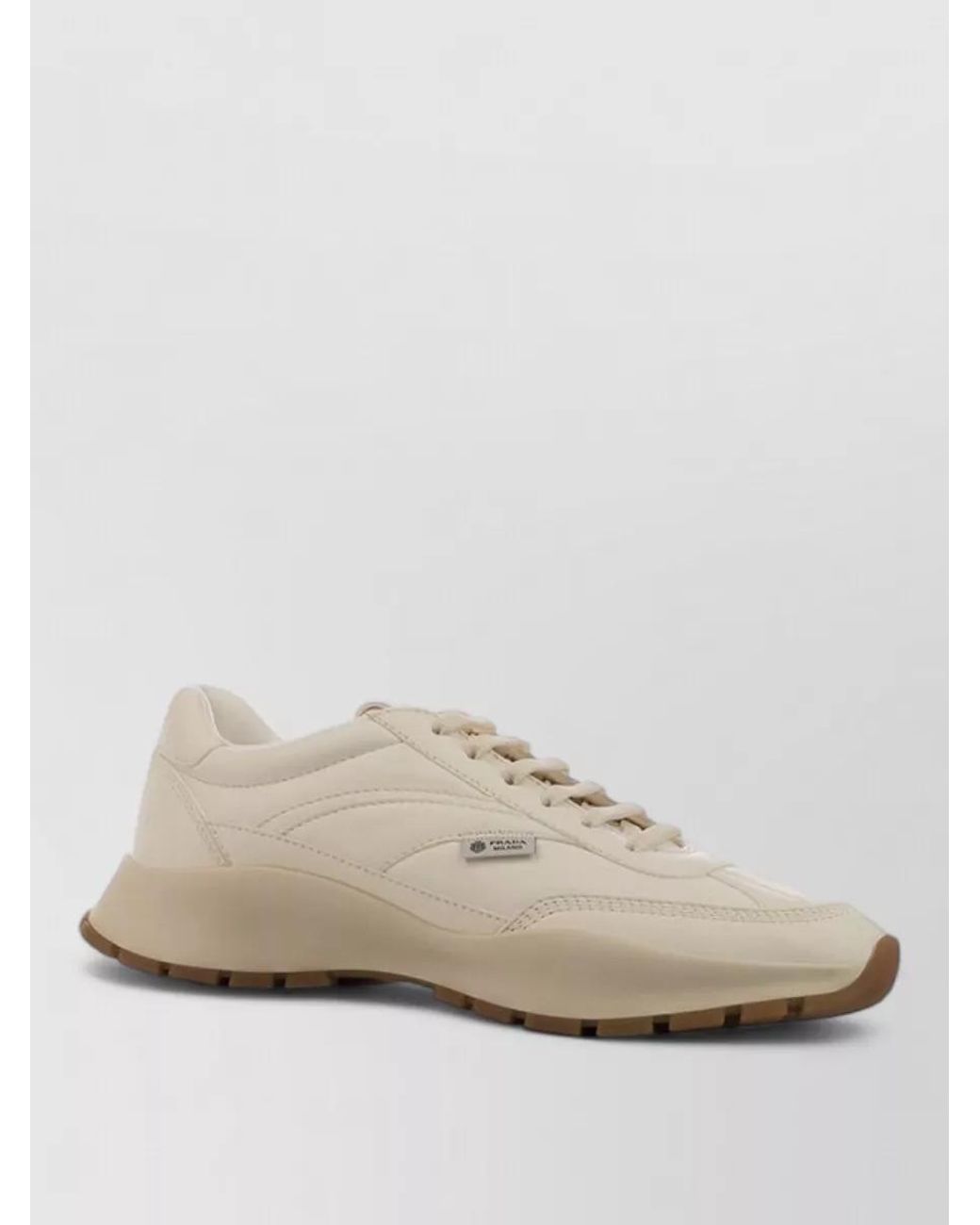 Prada Natural Leather Lace-Up Sneakers