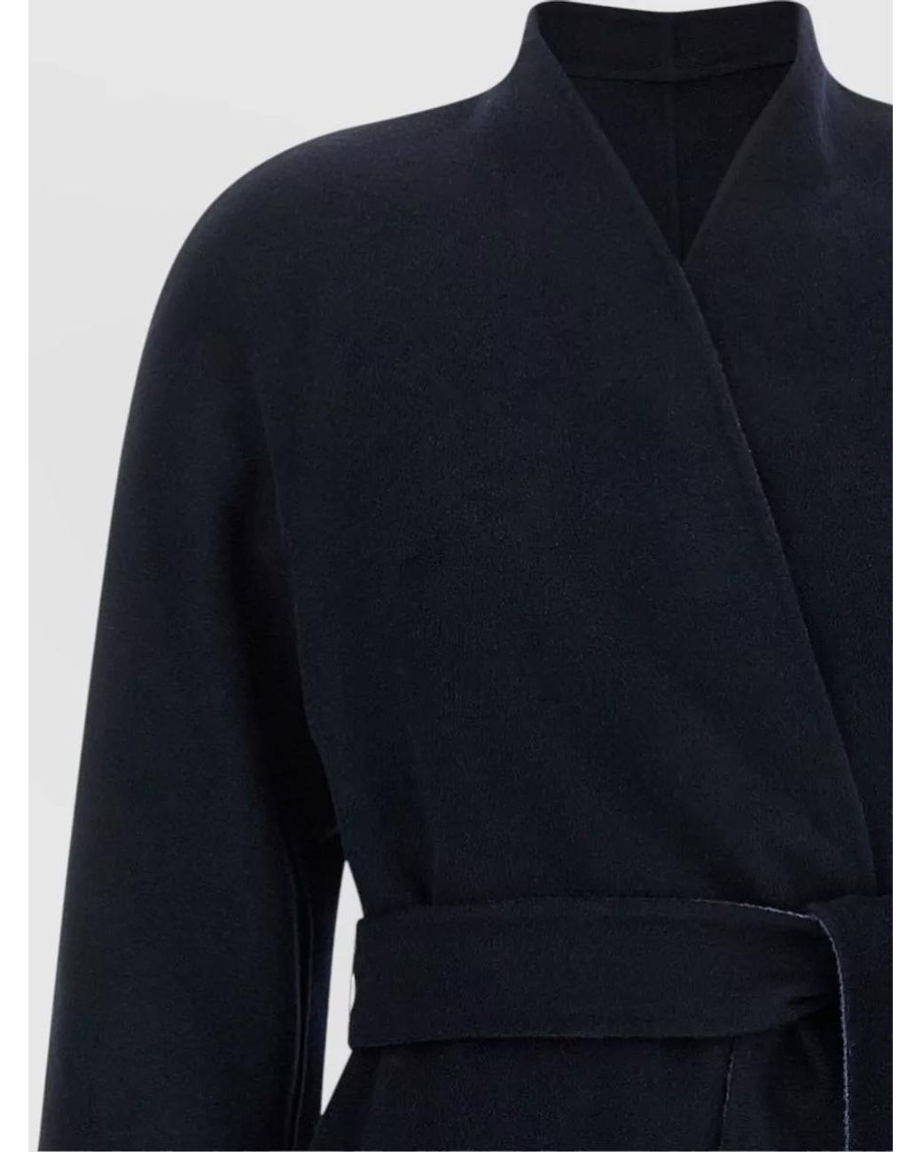 Max Mara Blue Wool Reversible Belted Coat