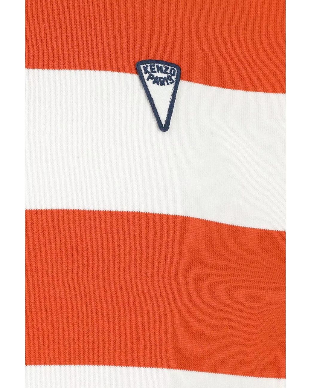 KENZO Red Cotton Oversized Striped Short-Sleeve Polo Shirt for men
