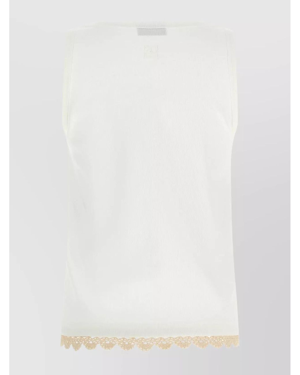 Magda Butrym White Ribbed Sleeveless Tank Top