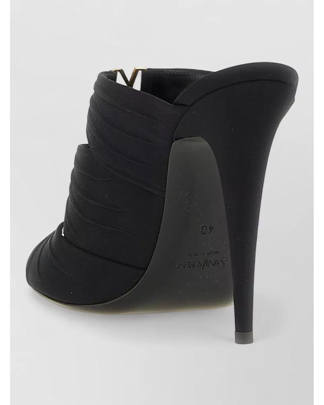 Saint Laurent Black Emilie Satin Crepe Mules