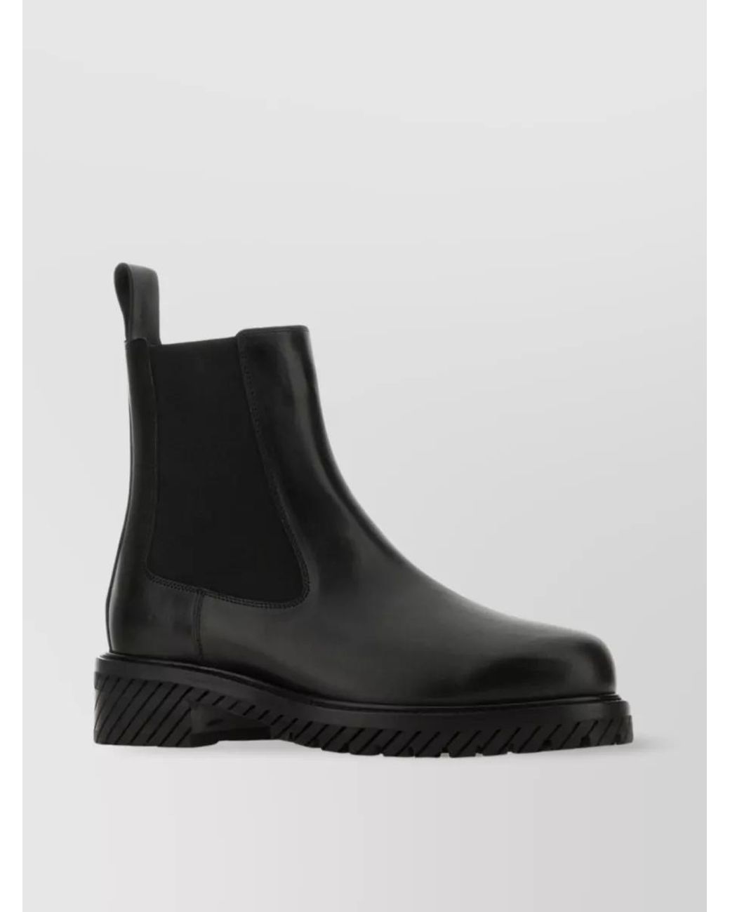 Off-White c/o Virgil Abloh Black Leather Combat Ankle Boots for men