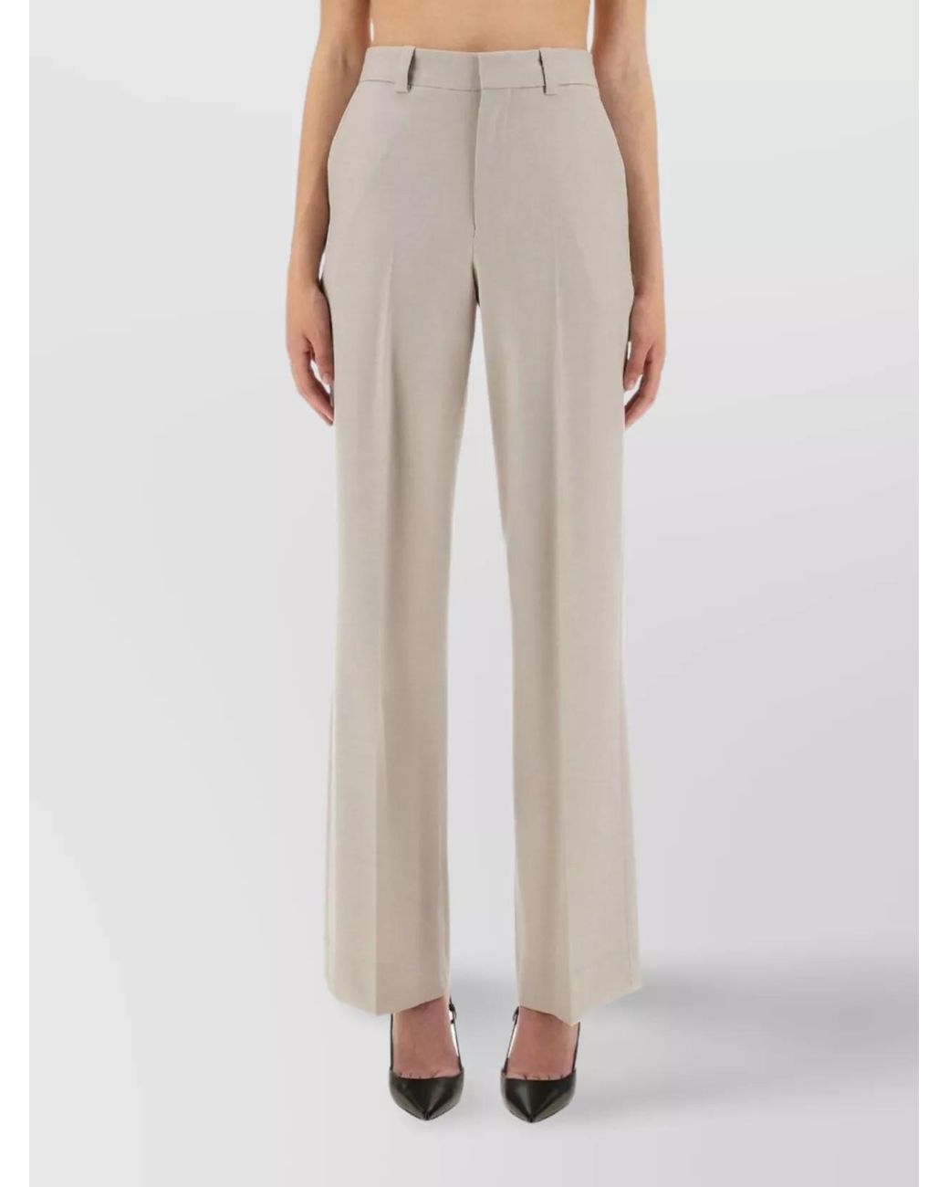 Victoria Beckham Natural Wide-Leg Trousers