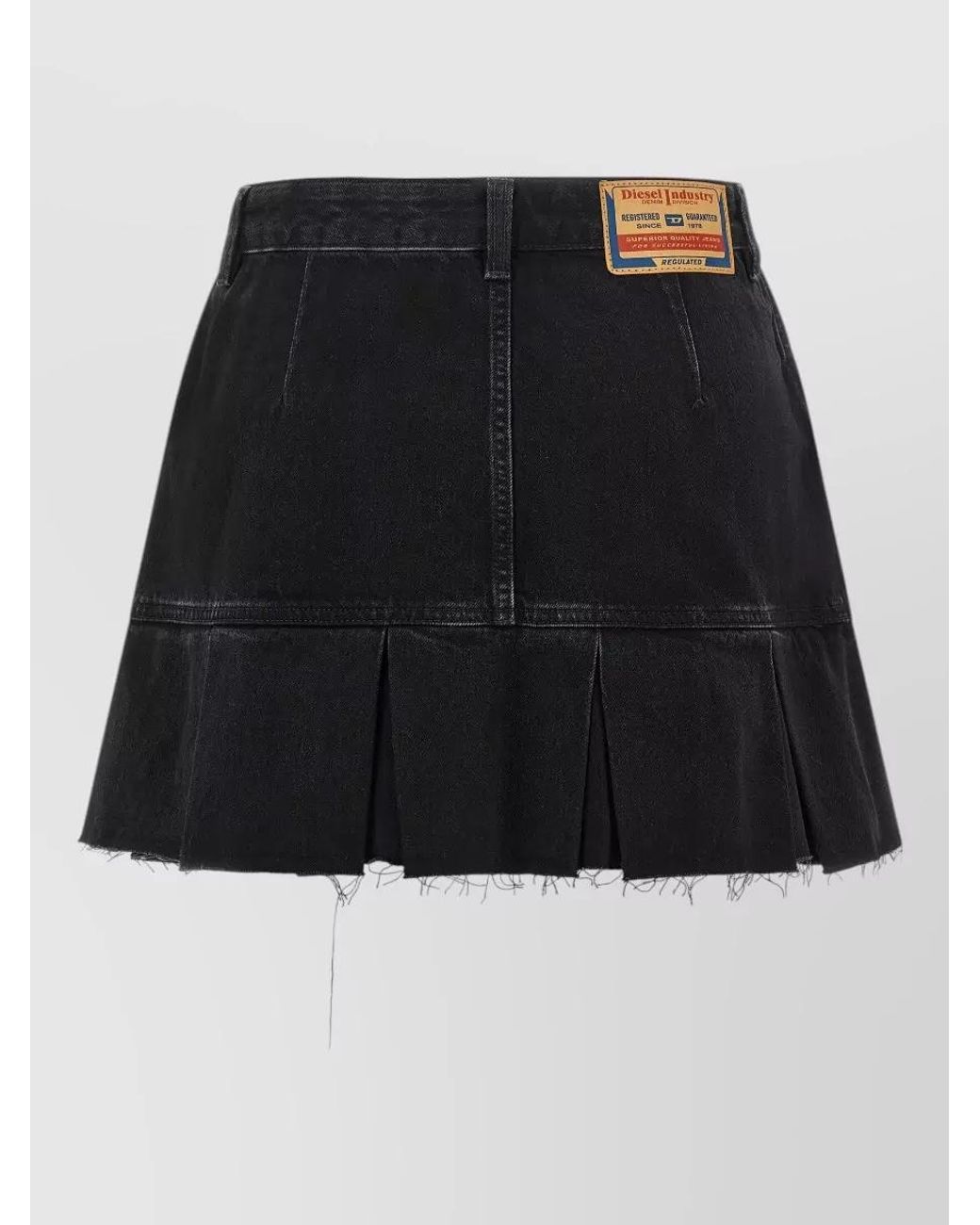 DIESEL Black Denim Low-Rise Pleated Mini Skirt
