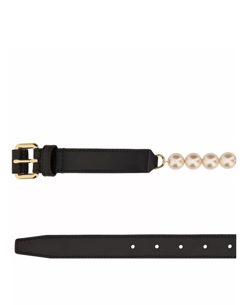 Moschino Black Pearl-Embellished Belt