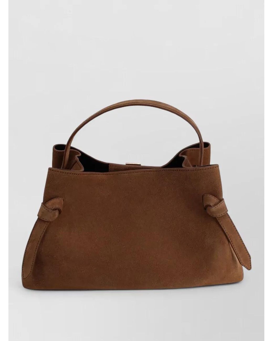 Yuzefi Brown Suede Leather Knot-Detail Tote Bag