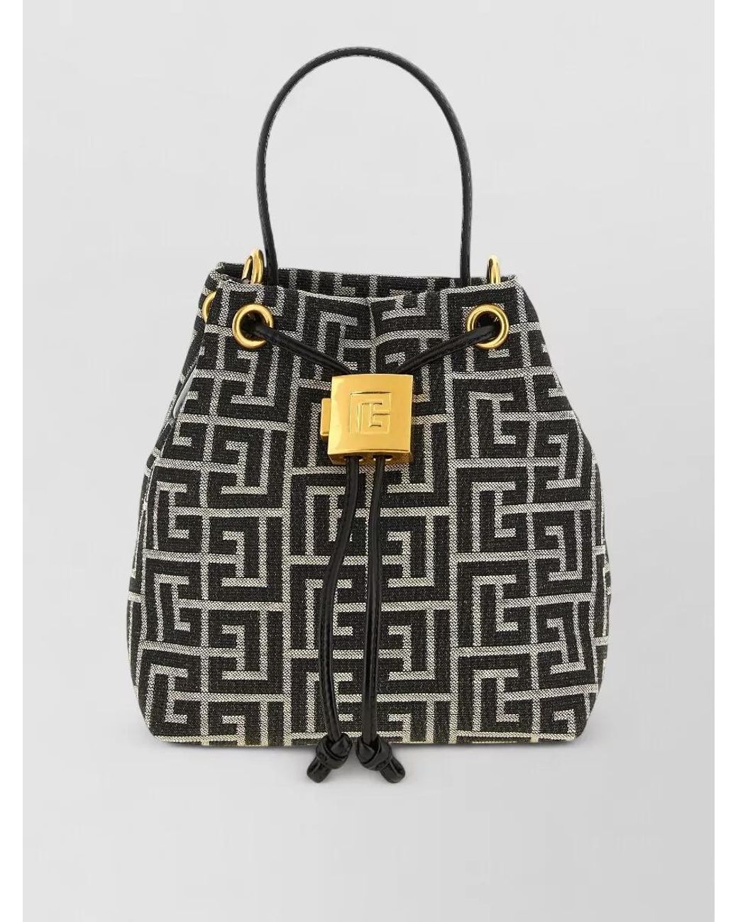 Balmain Black Pulse Mini Jacquard Bucket Bag