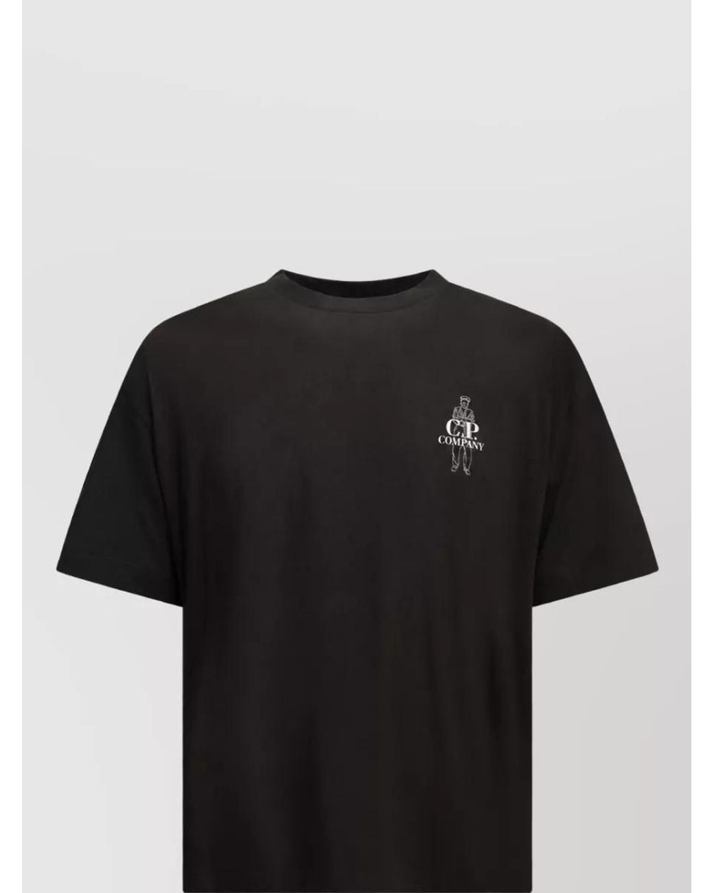 C P Company Black Cotton Crewneck T-Shirt for men