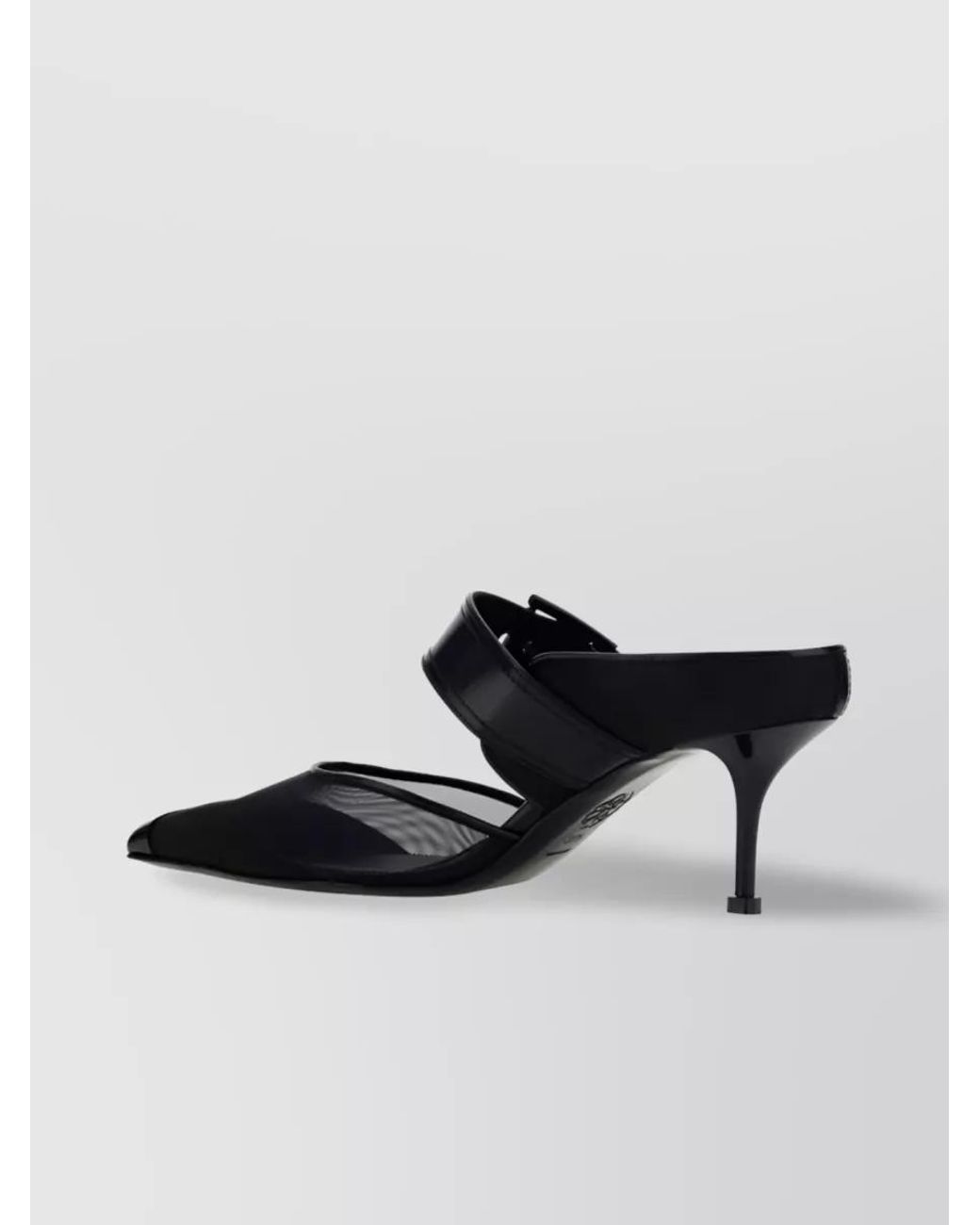 McQueen Black Punk Buckle Mules