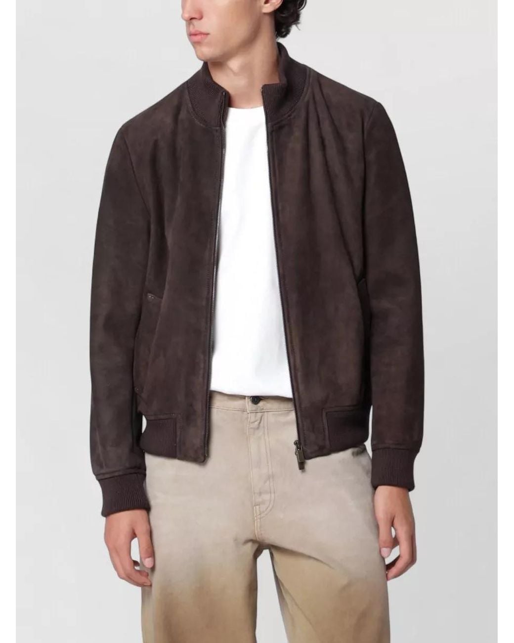 Salvatore Santoro Brown Suede Bomber Jacket for men