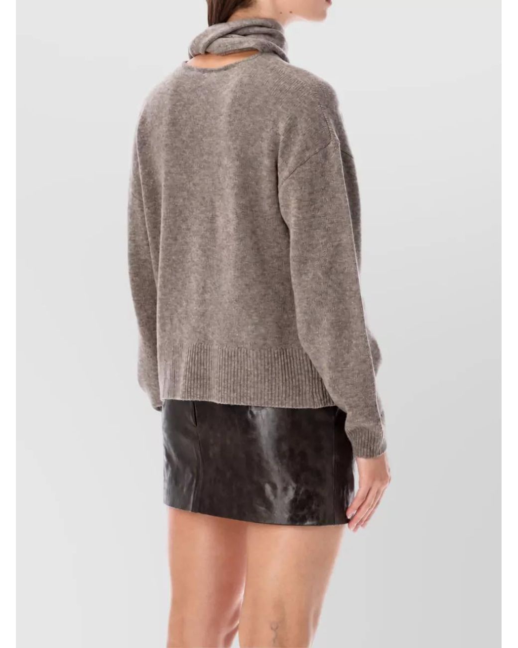 THE GARMENT Gray Cashmere Wool Scarf Knit Sweatshirt
