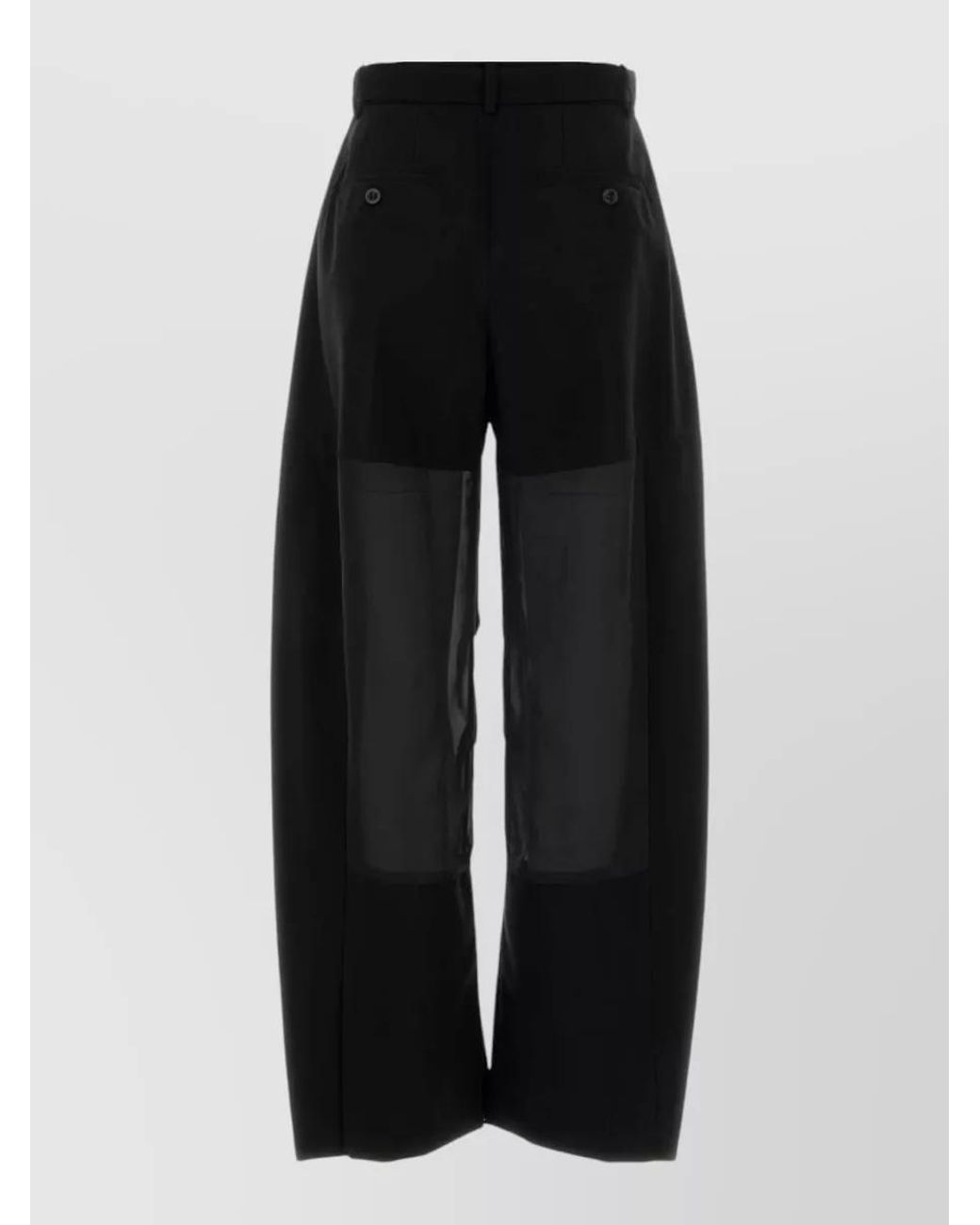 Sacai Black Wool Wide-Leg Trousers
