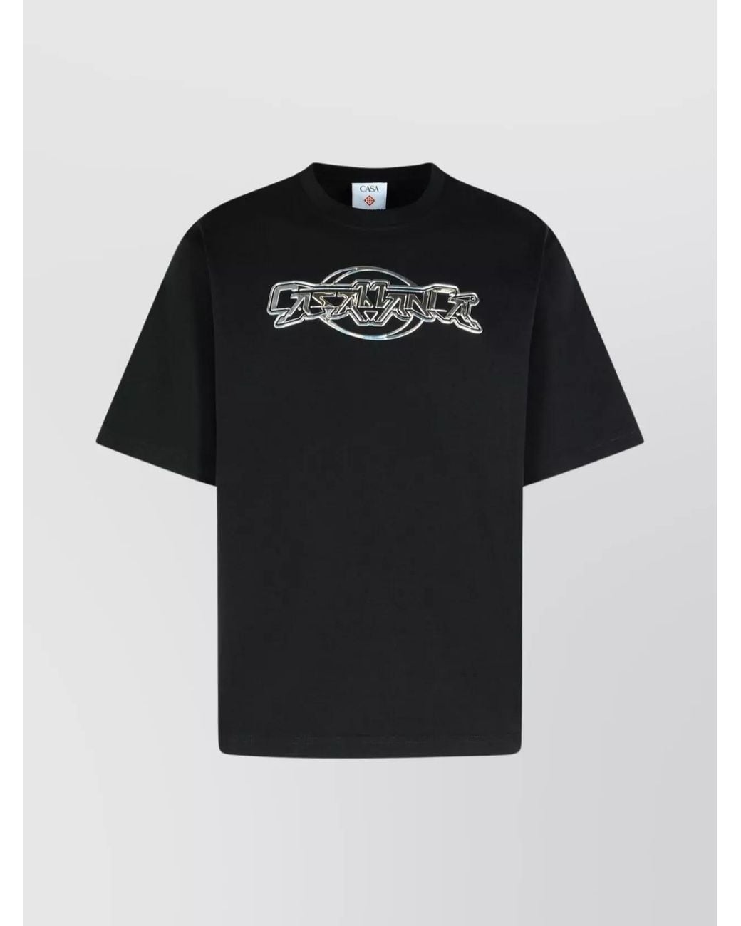 Casablanca Black Organic Cotton Logo-Print Short-Sleeve T-Shirt for men