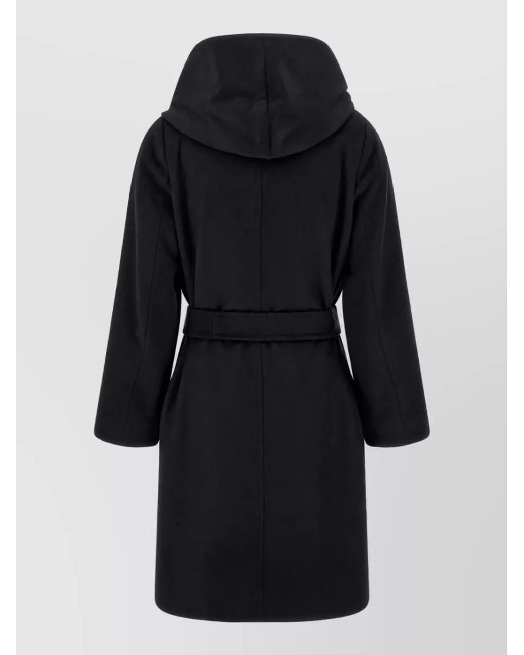Max Mara Blue Wool Hooded Belted Coat