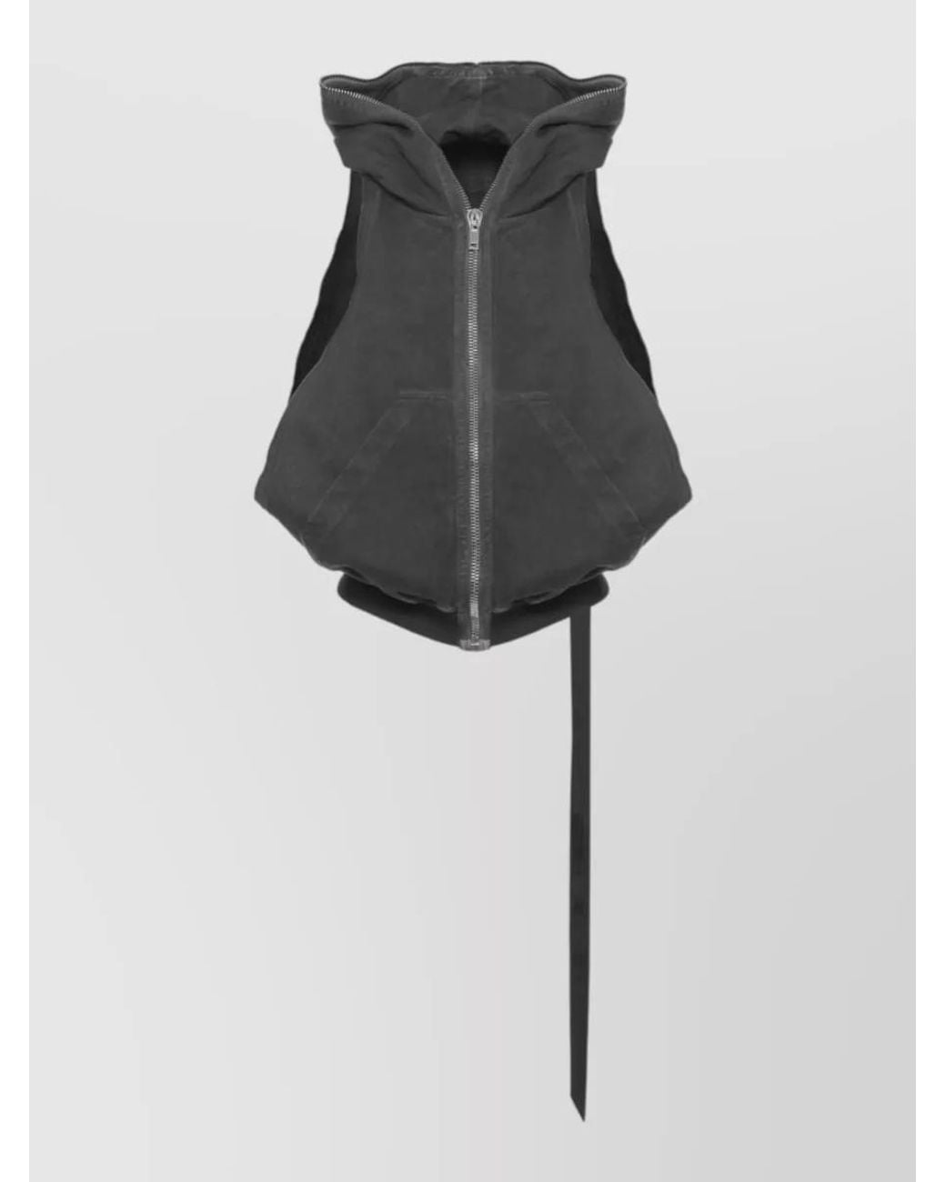 Rick Owens Black Sleeveless Cotton Hooded Jacket