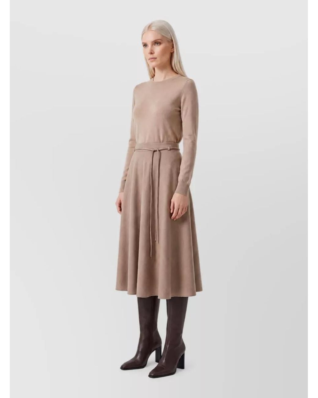Max Mara Natural Cashmere Flared Midi Skirt
