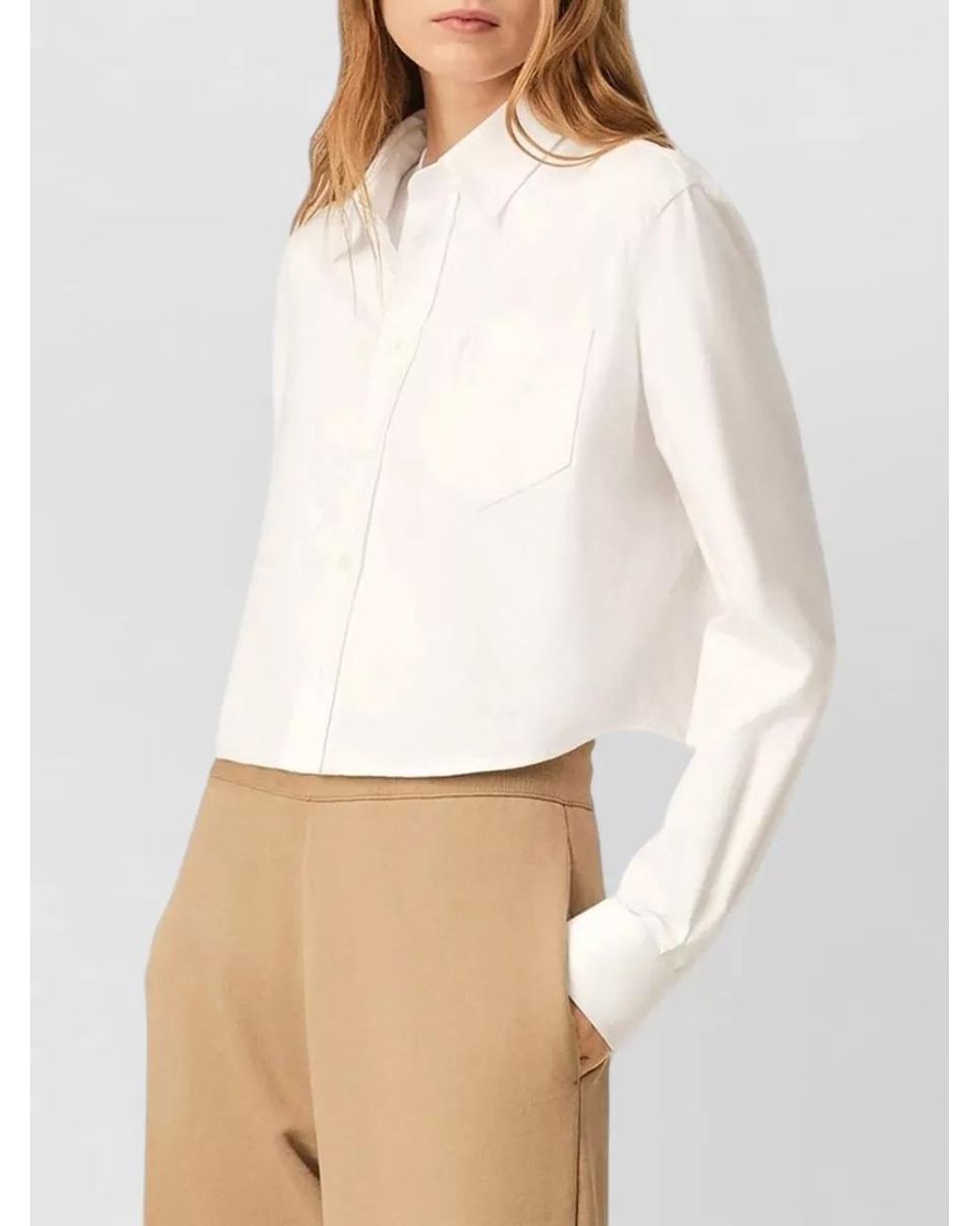 AMI White Cotton Cropped Shirt