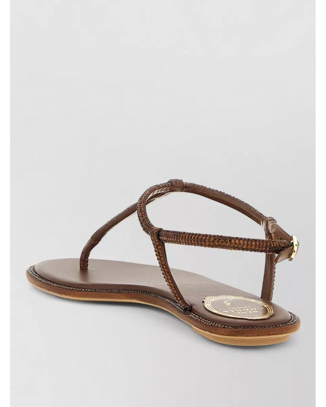 Rene Caovilla Brown Crystal-Embellished Satin Sandals