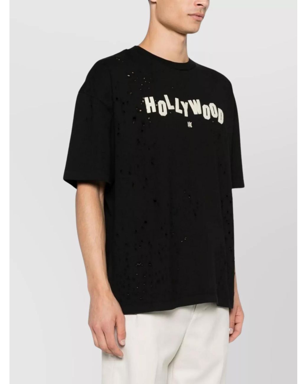 Amiri Black Cotton Hollywood Shotgun T-Shirt for men