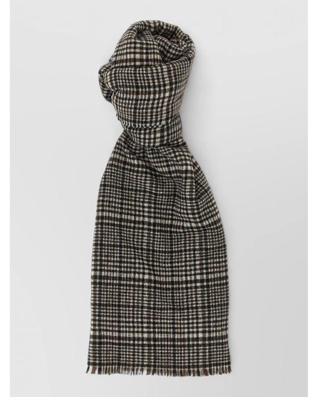 Brunello Cucinelli Black Prince Of Wales Cashmere Scarf