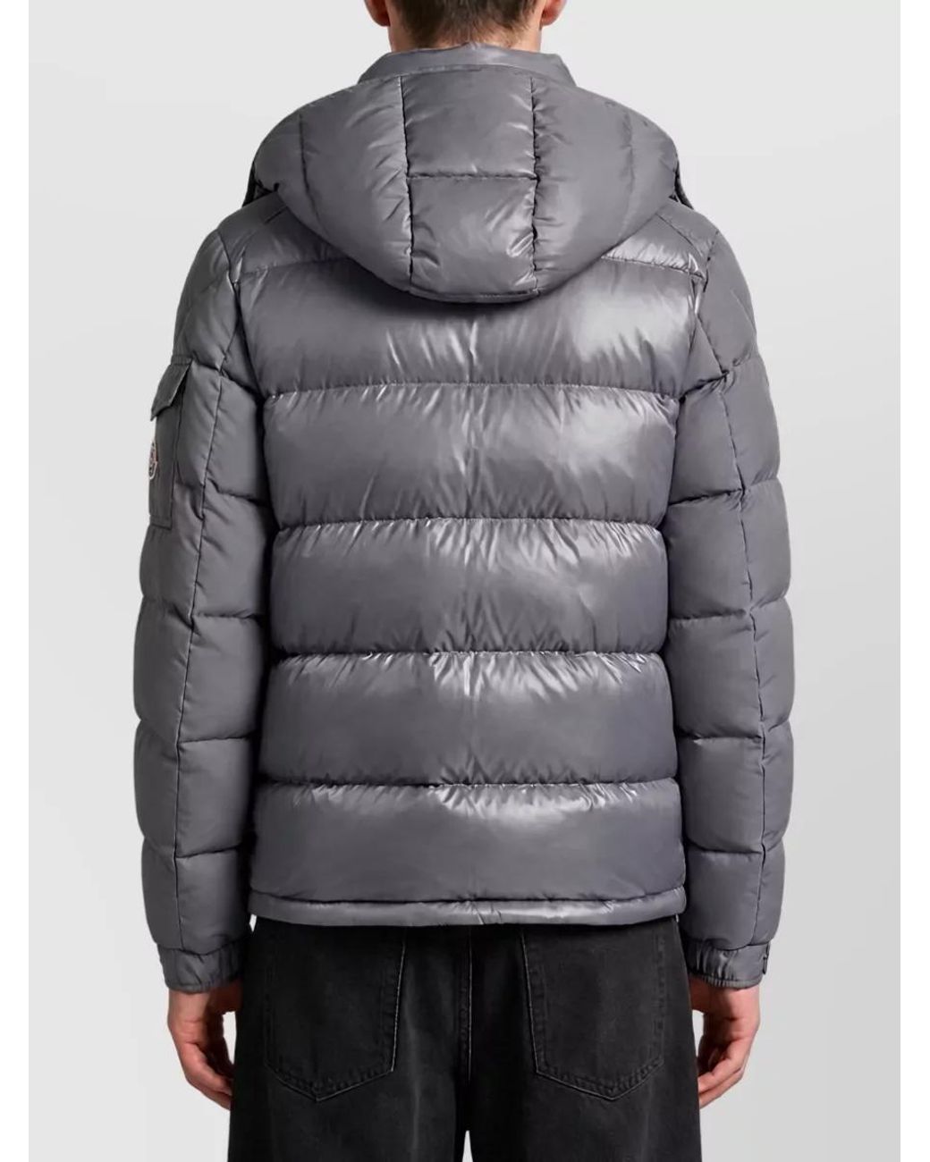 Moncler Gray Short Hooded Quilted Down Jacket for men