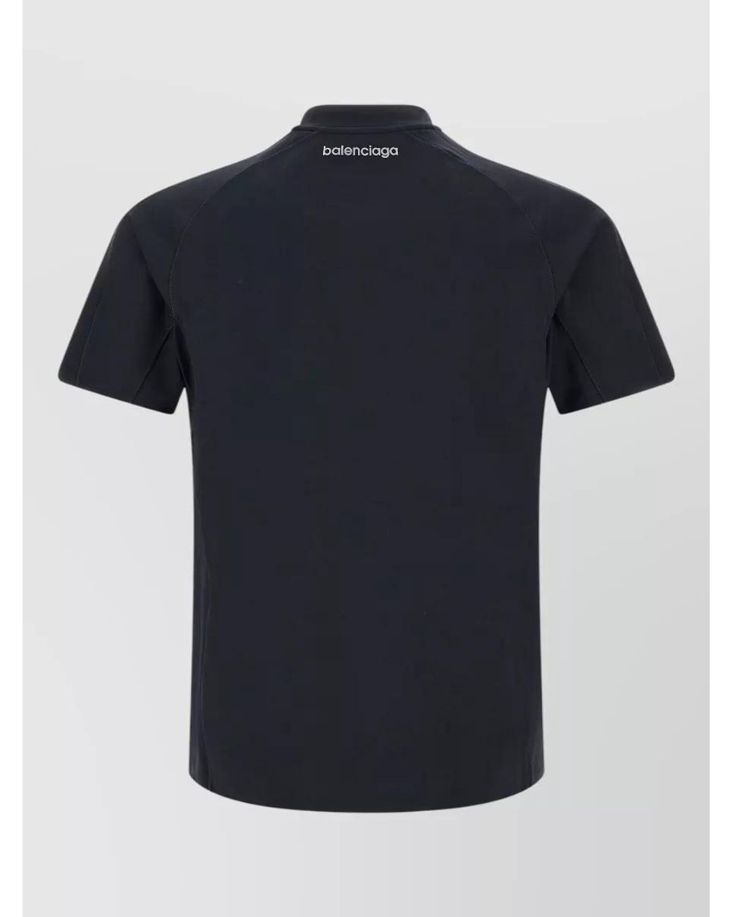 Balenciaga Blue Technical Short-Sleeve Mock-Neck T-Shirt for men