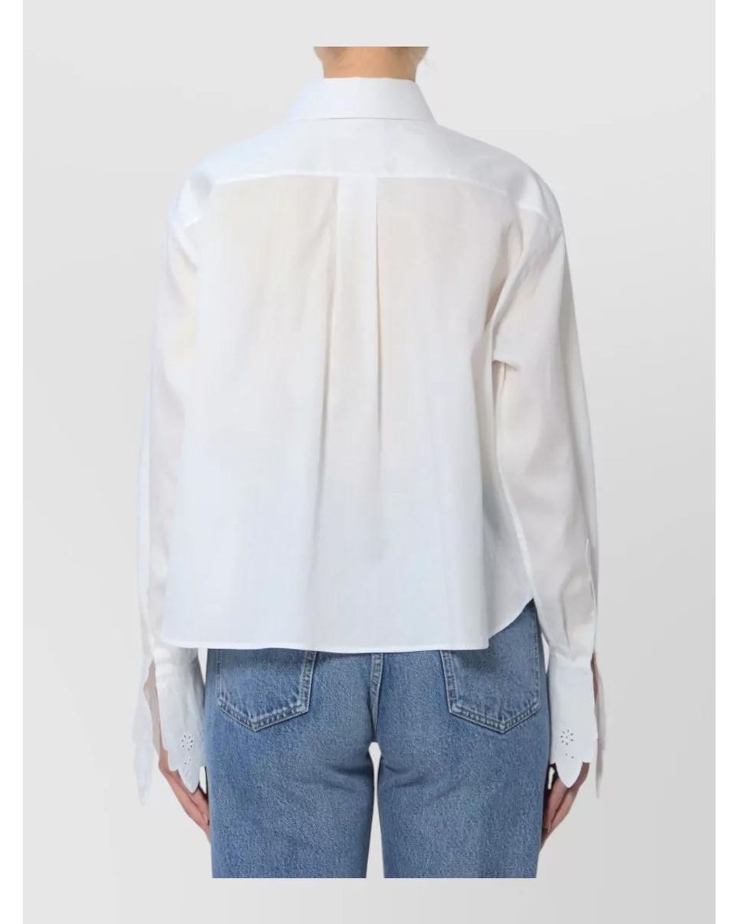 Céline White Cropped Cotton Shirt