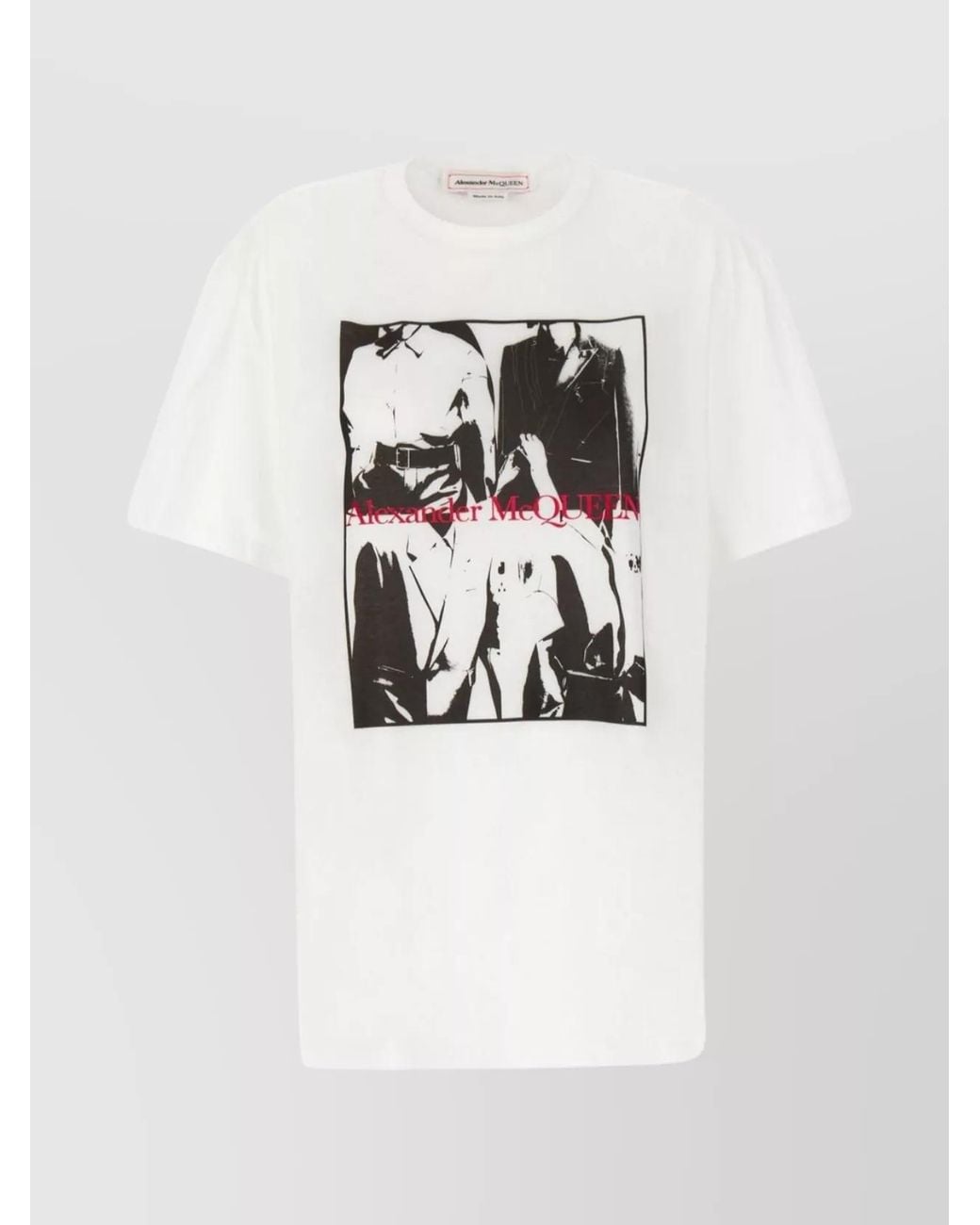 McQueen White Cotton Oversized Ribbed Crew-Neck T-Shirt for men