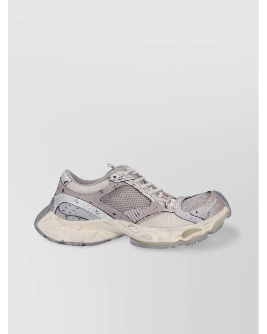 Balenciaga Gray Round Toe Mesh Panels Textured Sole Sneakers for men