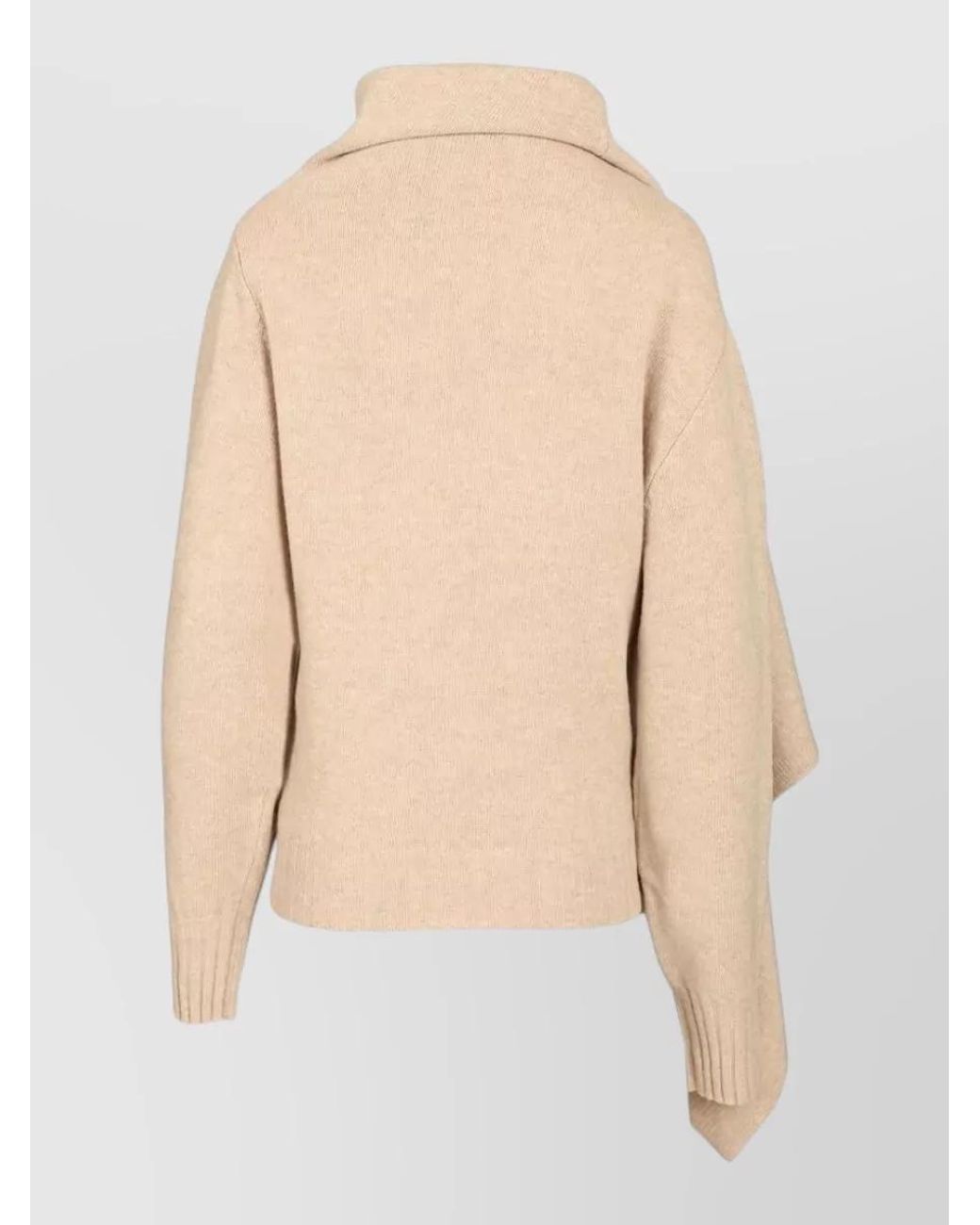 The Attico Natural Wool Draped-Scarf Roll-Neck Sweater