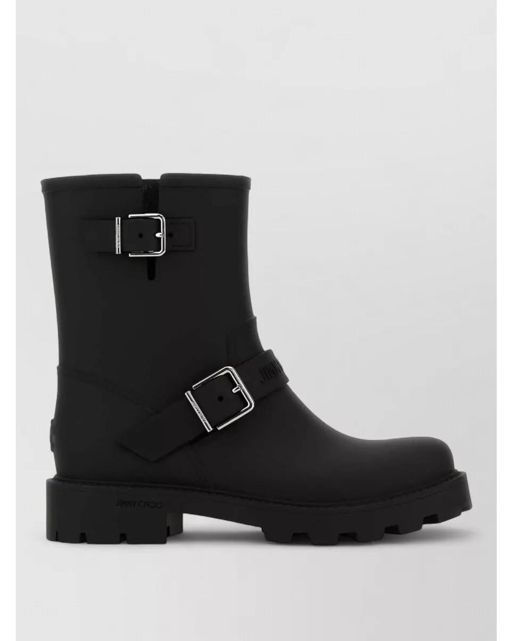 Jimmy Choo Black Buckle-Strap Biker Boots