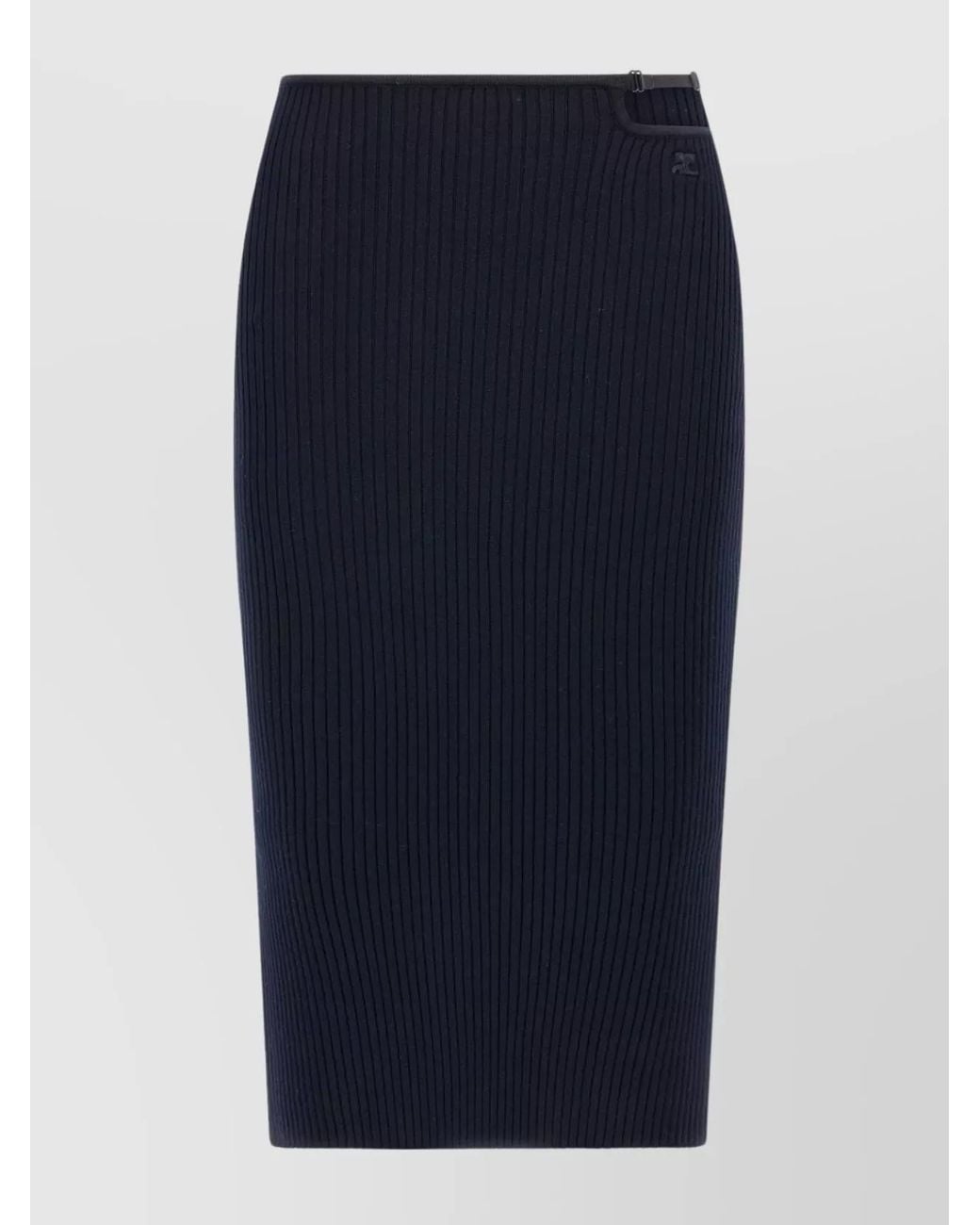 Courreges Blue Ribbed Pencil Skirt
