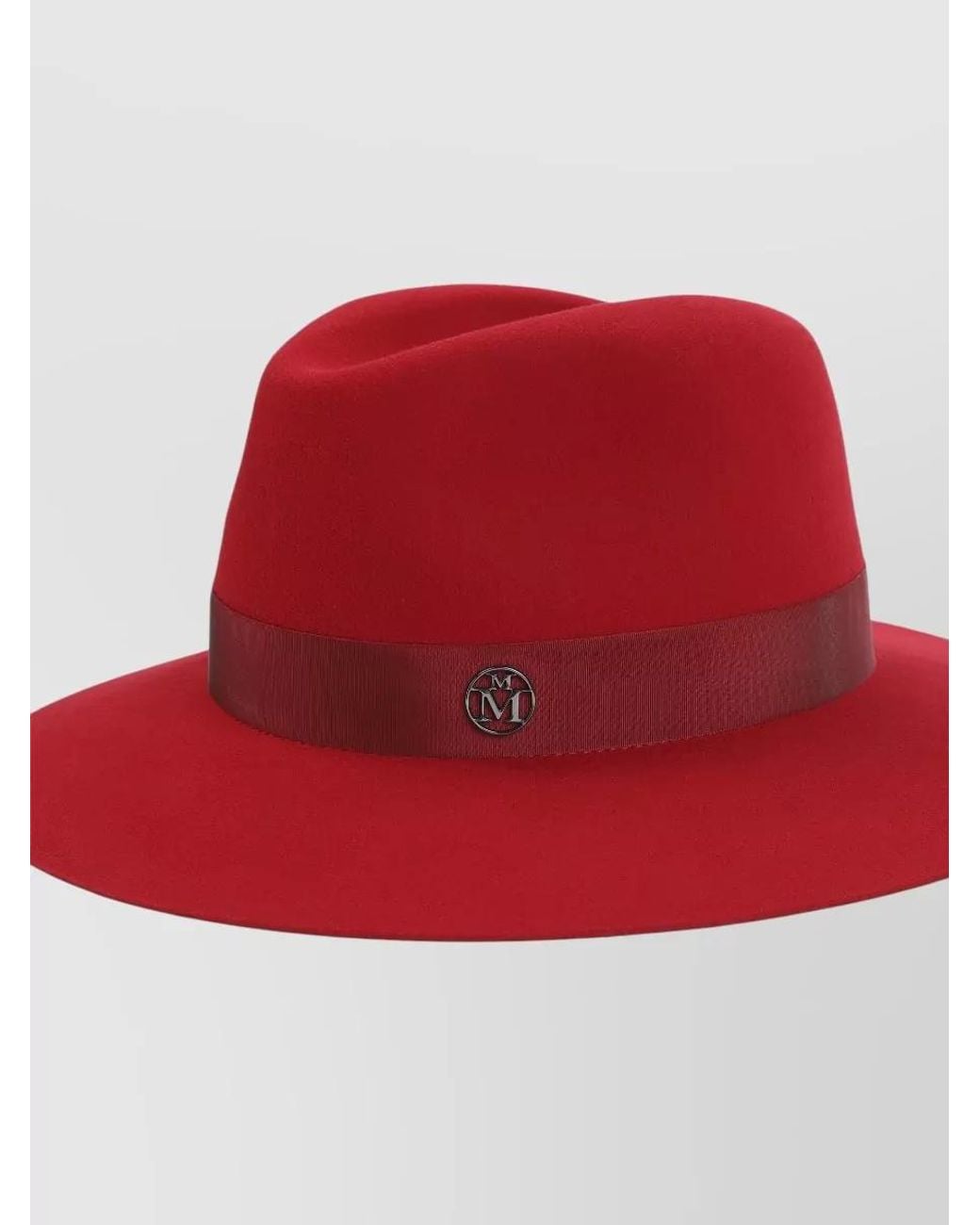 Maison Michel Red Wool Fedora Hat