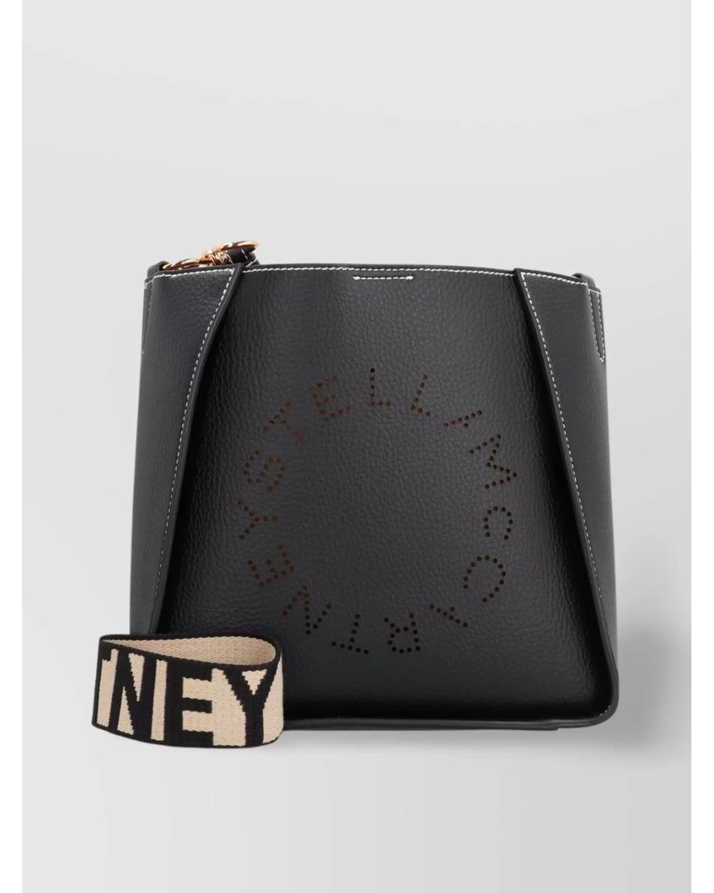 Stella McCartney Black Stella Logo Faux Leather Shoulder Bag