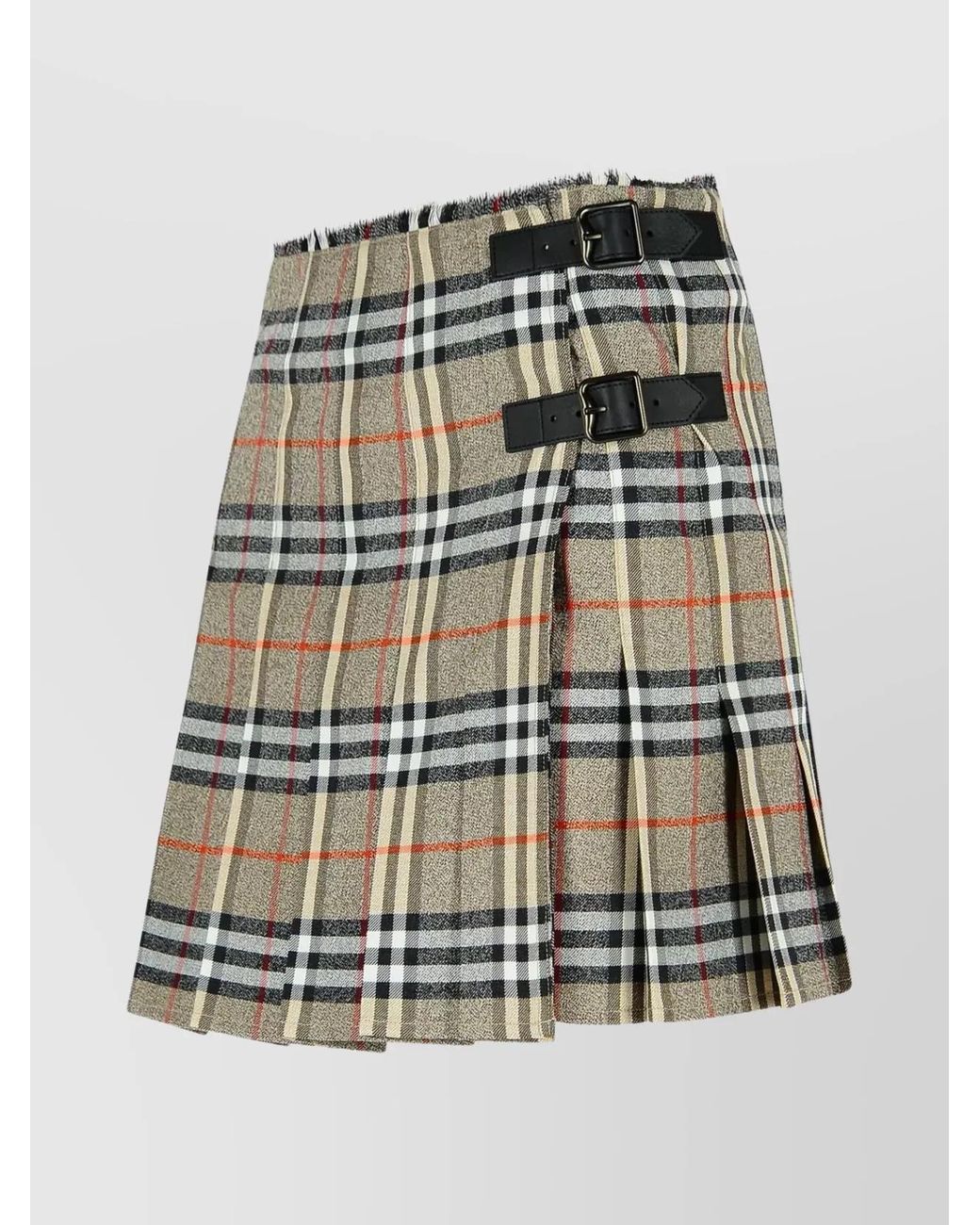 Burberry Gray Wool Pleated Mini Skirt