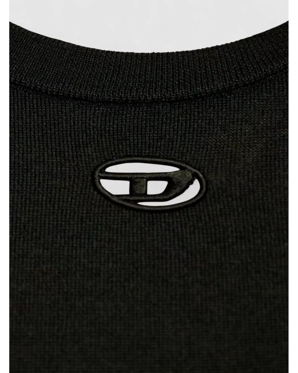 DIESEL Black Wool Regular-Fit Cutout Crewneck Knitted Top