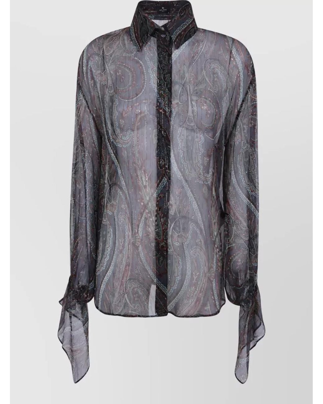 Etro Gray Silk Classic Shirt
