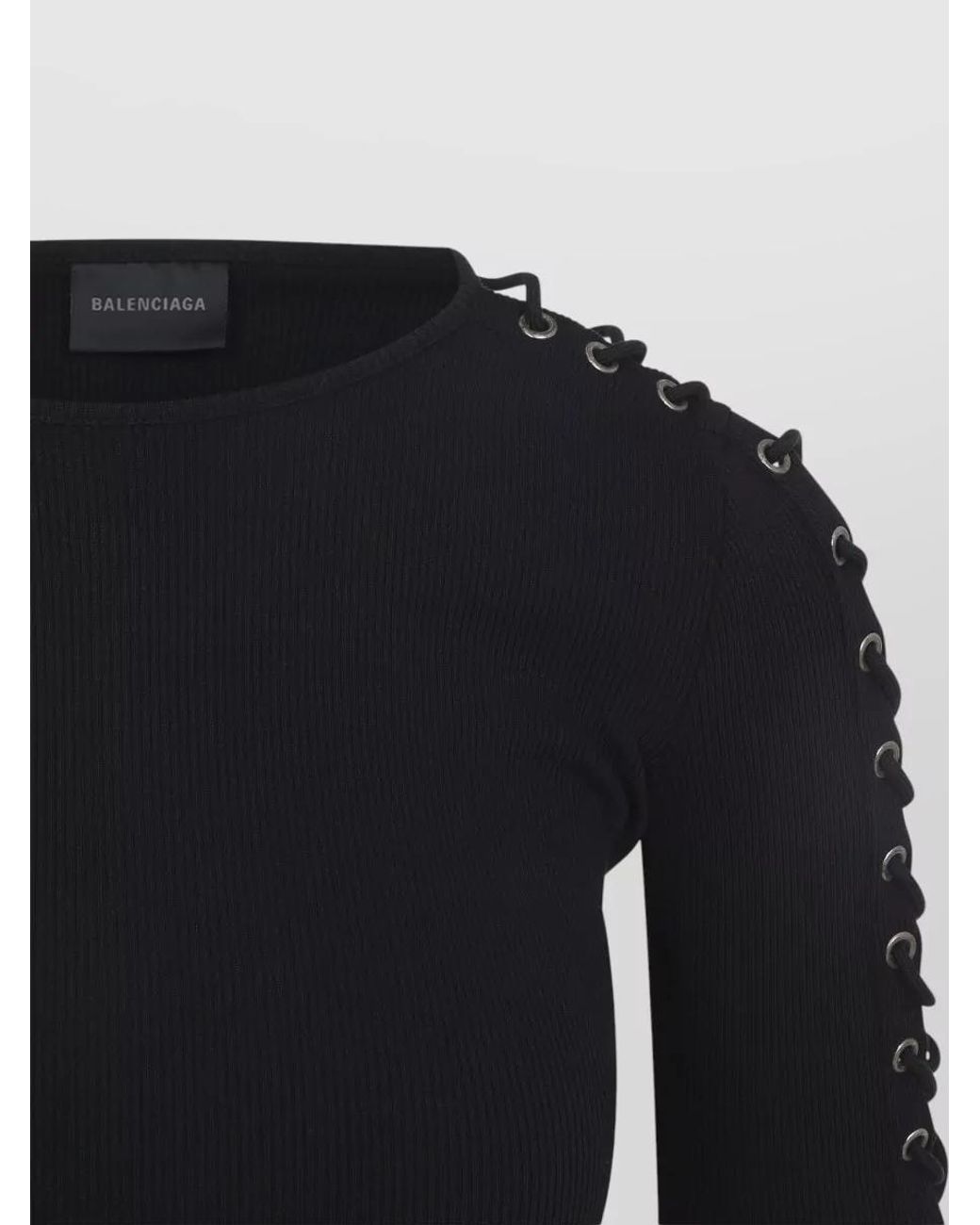 Balenciaga Blue Ribbed Cotton Lace-Up Mini Dress