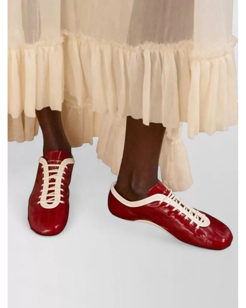 Dries Van Noten Red Leather Lace-Up Shoes
