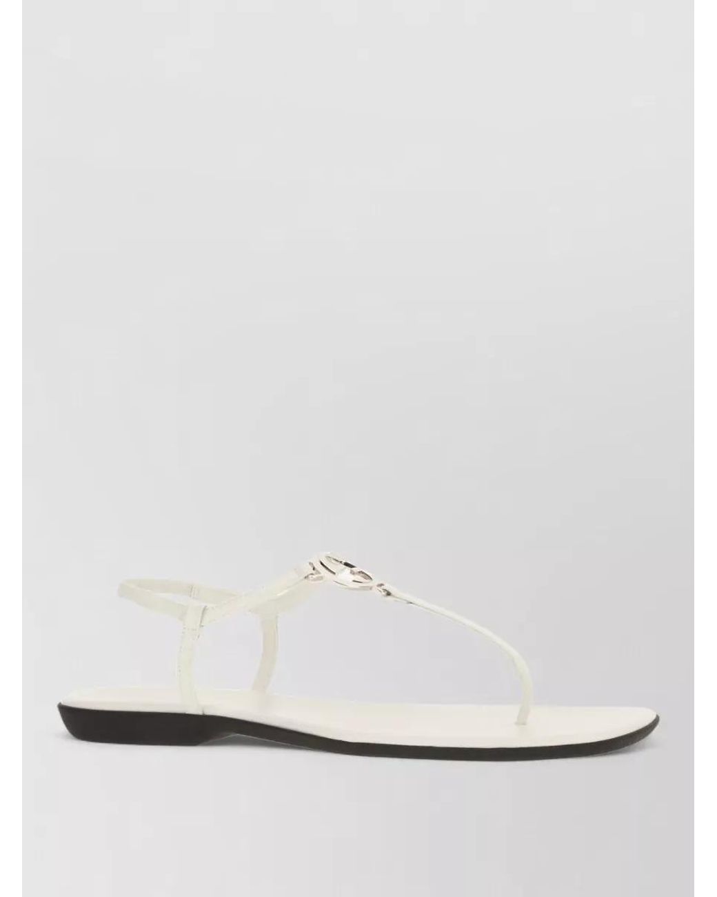 Gucci White Leather Slides