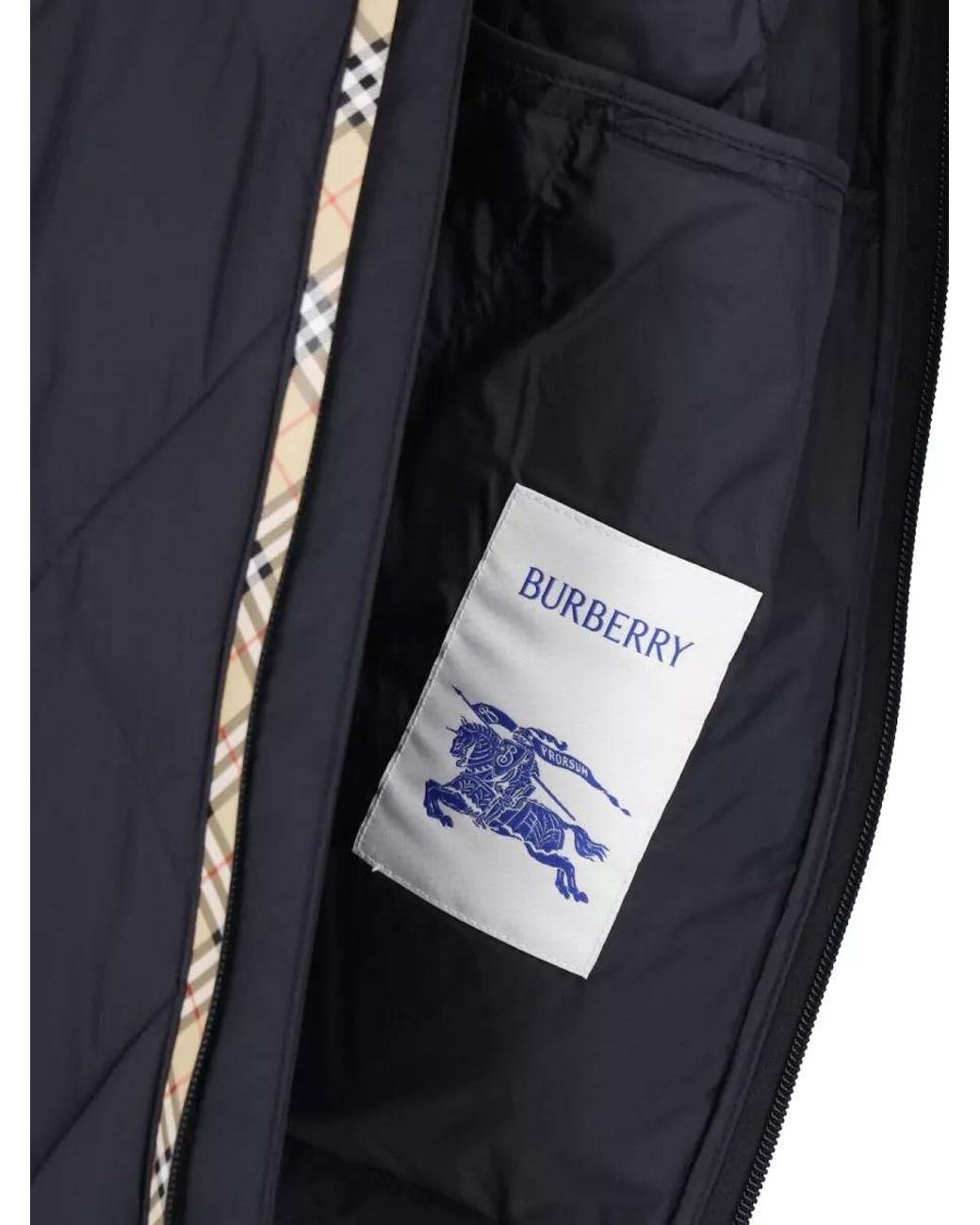 Burberry Blue Quilted Hooded Down Puffer Jacket for men