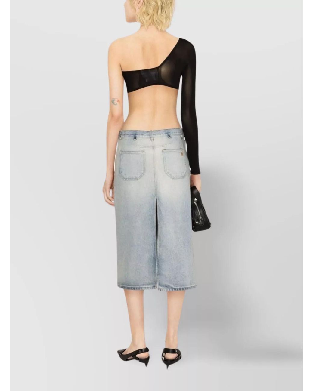 Courreges Blue Denim High-Rise Midi Skirt