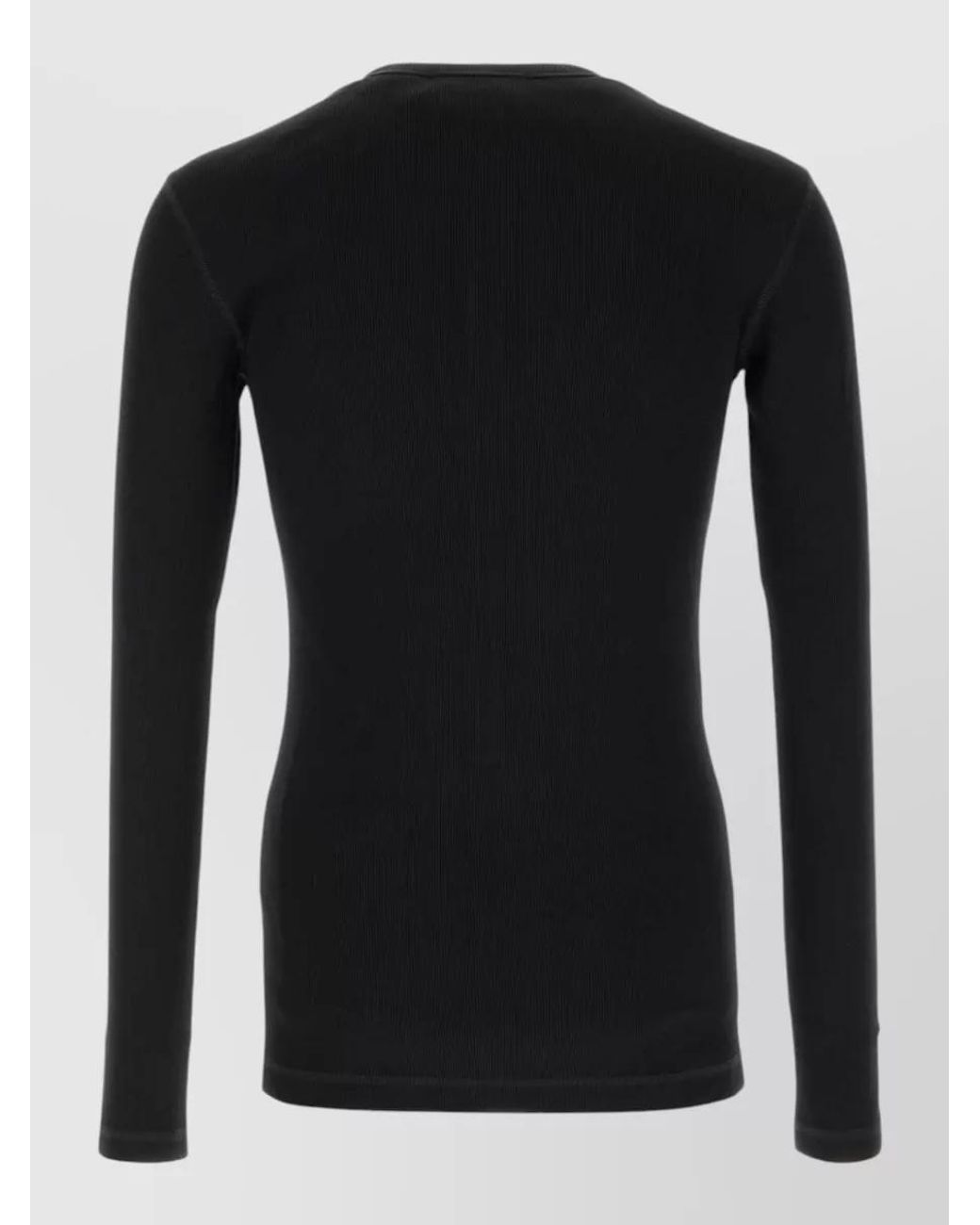 Dolce & Gabbana Black Ribbed Slim-Fit Long-Sleeve Henley T-Shirt for men