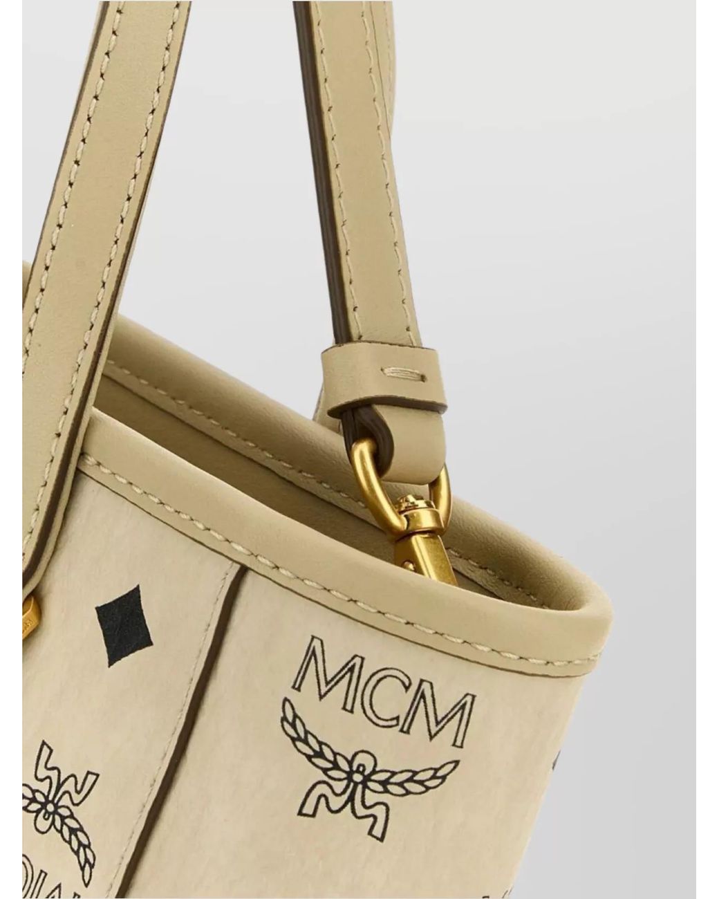 MCM Natural Toni Mini Coated Canvas Tote Bag