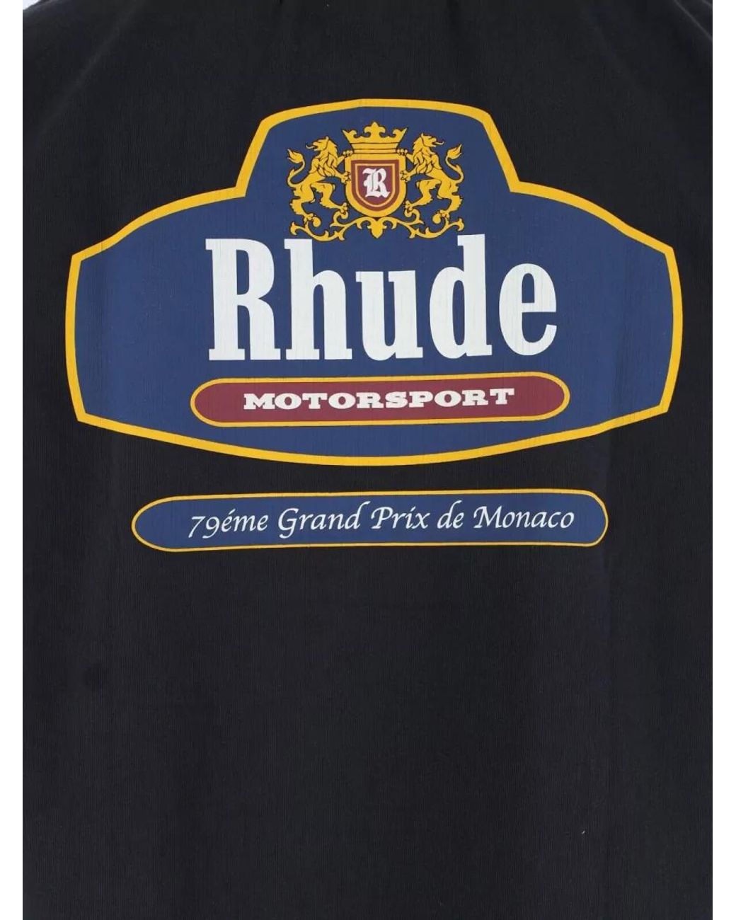 Rhude Black Printed Cotton Crewneck T-Shirt for men