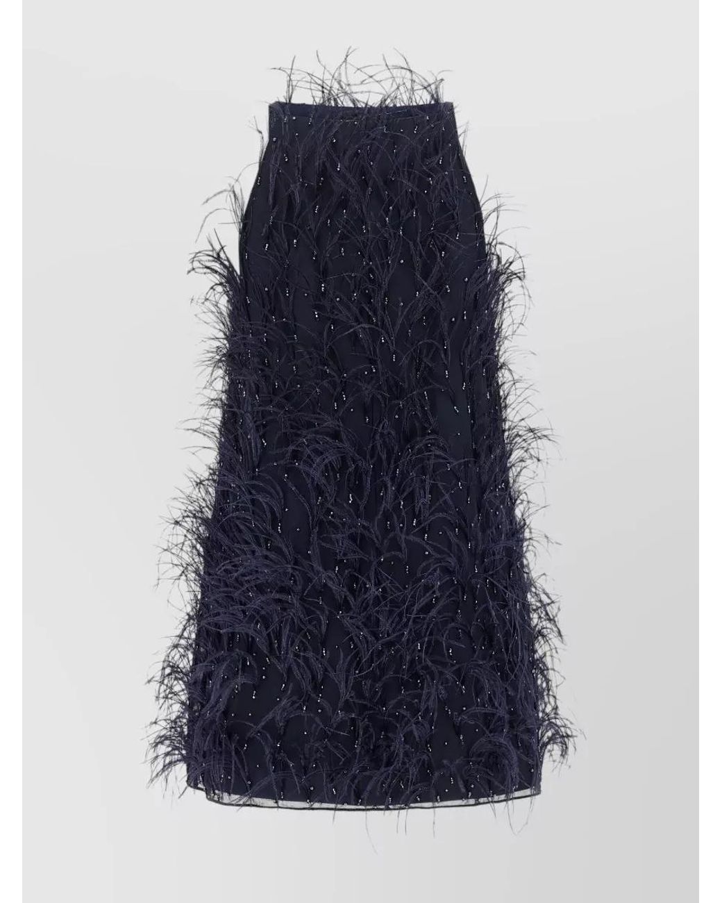 Pinko Blue Feather-Embellished Sleeveless Mini Dress