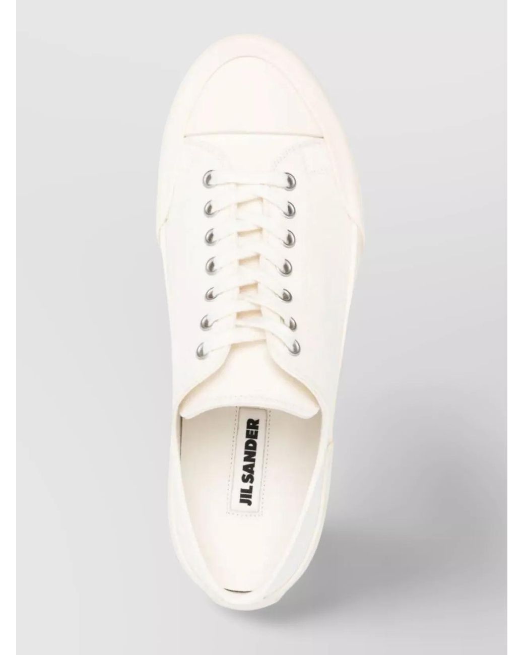 Jil Sander White Canvas Low-Top Sneakers