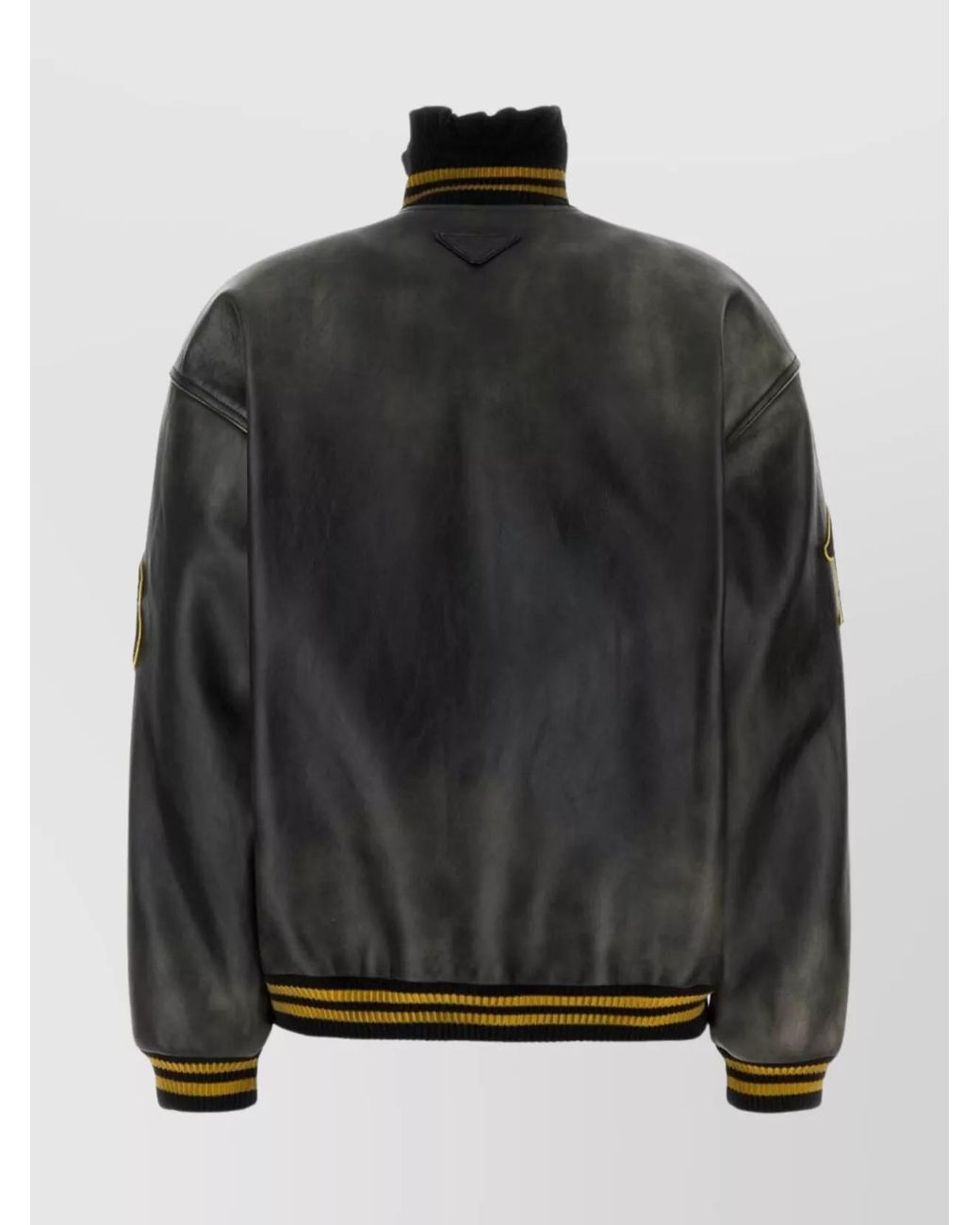 Prada Black Leather Bomber Jacket
